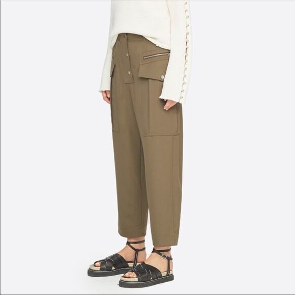 3.1 Phillip Lim 100% Wool Ankle Olive Green Women's Pants 4 - Picture 2 of 14
